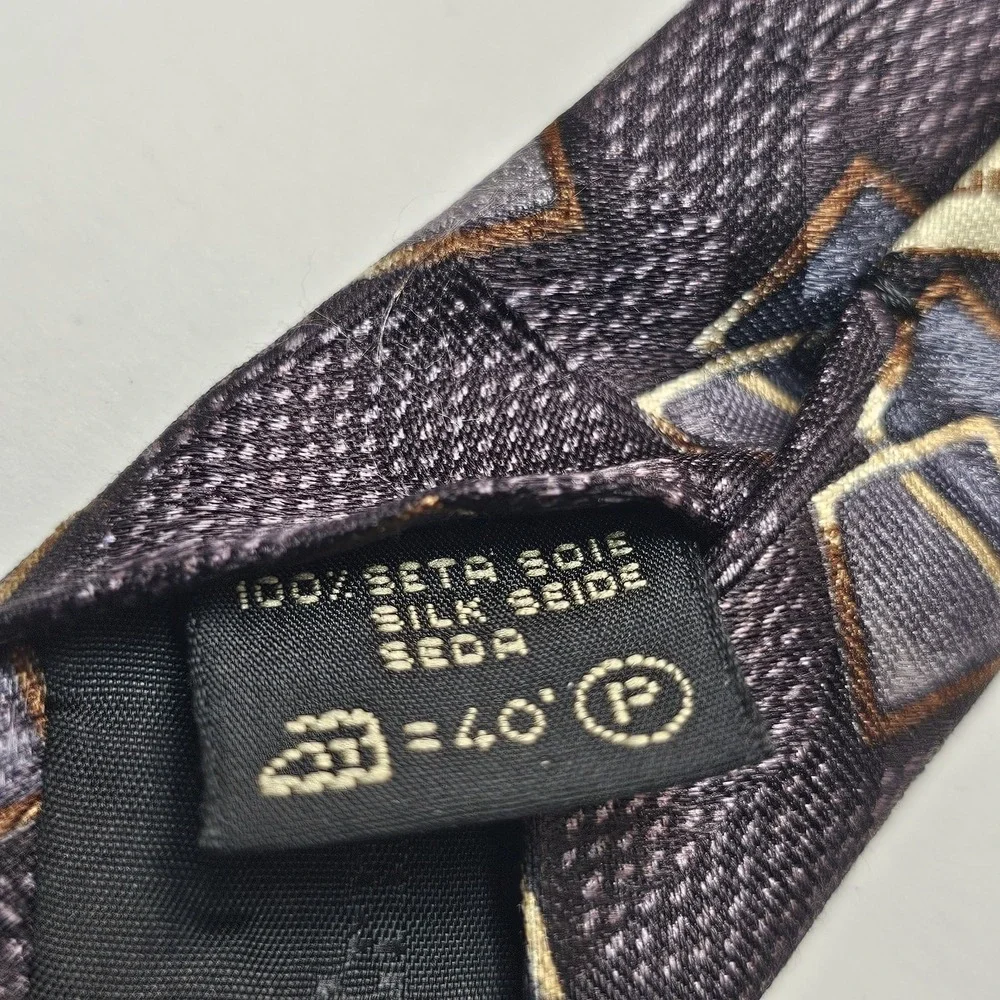 Ermenegildo‎ Zegna Disegno Esclusivo Silk Neck Tie Purple Gray Geometric Italy